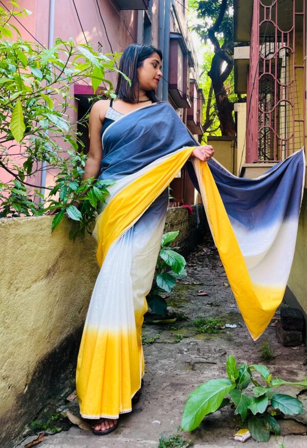 3 Colors Organic Cotton Saree - Image 2