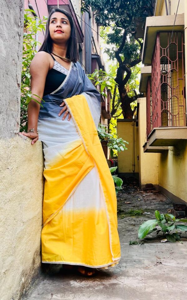 3 Colors Organic Cotton Saree - Image 3
