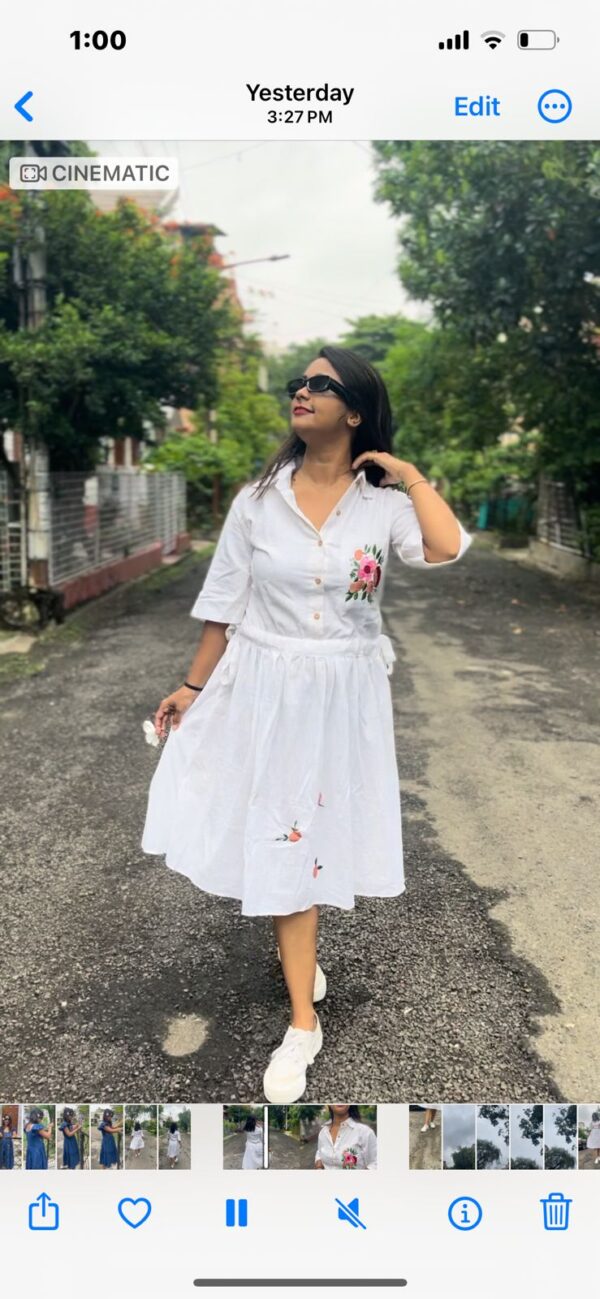 Designer Hand Embotort Dress White