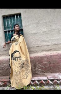 Satyajit Ray hand painted saree