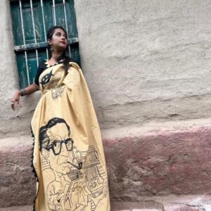 Satyajit Ray hand painted saree