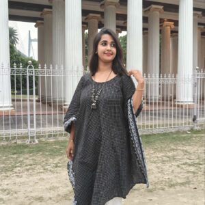 BLACK JAMDANI ASYMMETRIC CO ORD SET