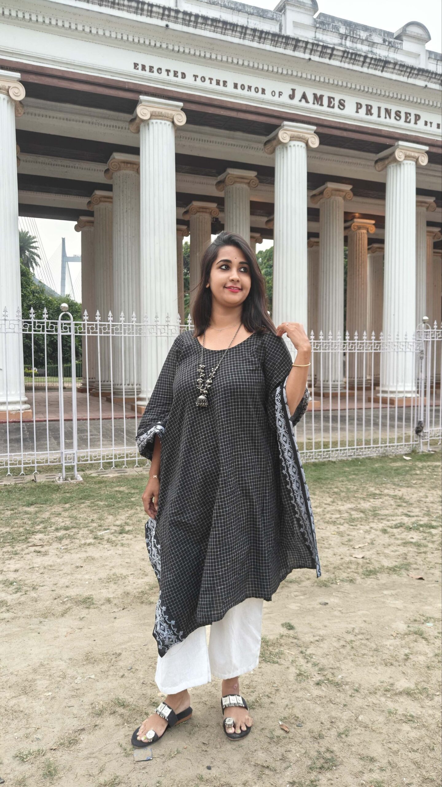 BLACK JAMDANI ASYMMETRIC CO ORD SET