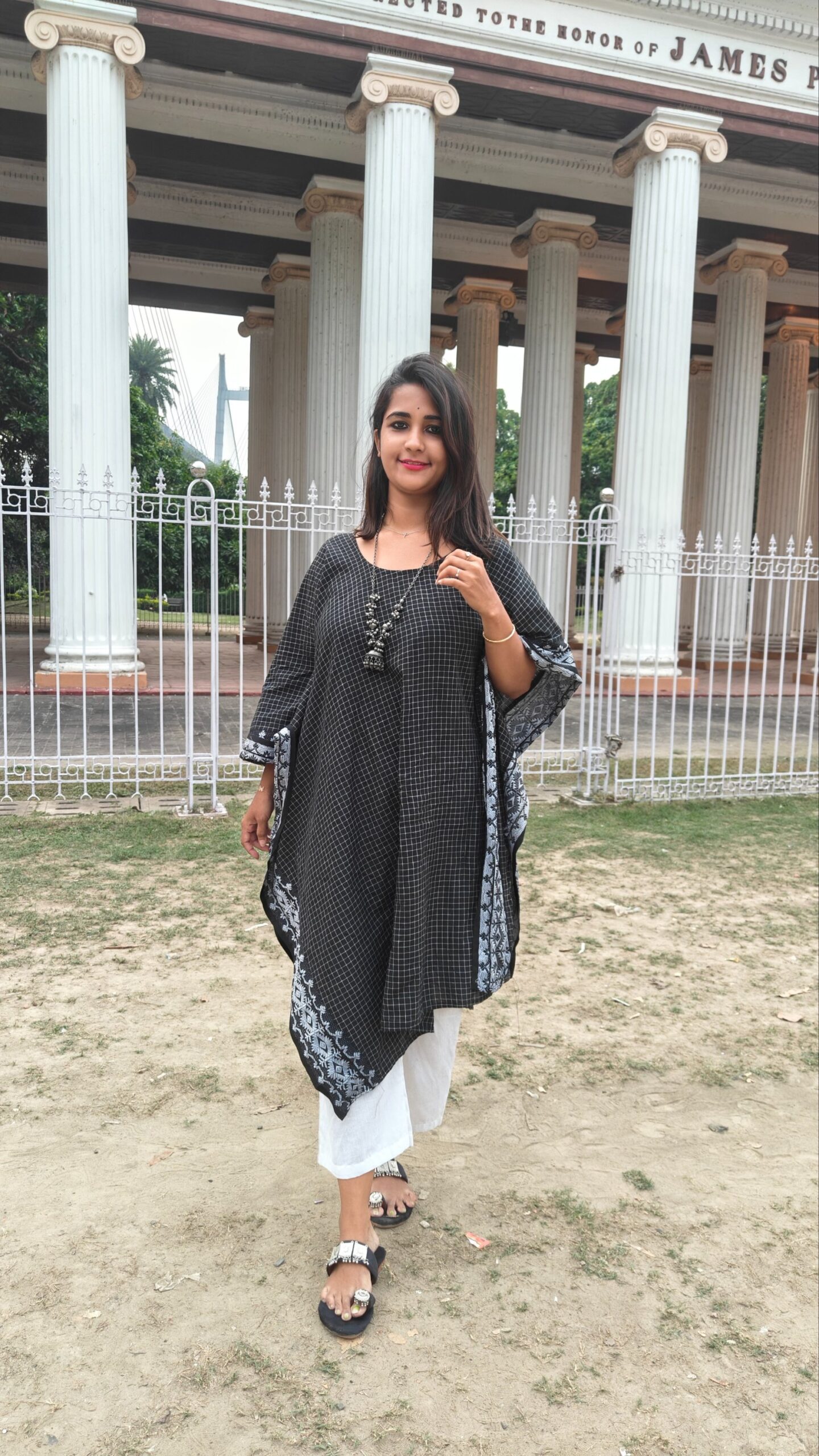 BLACK JAMDANI ASYMMETRIC CO ORD SET - Image 2