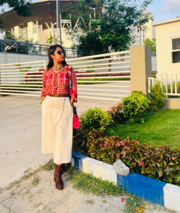 GAMCHA SHIRT WITH KHADI SKIRT - Image 3