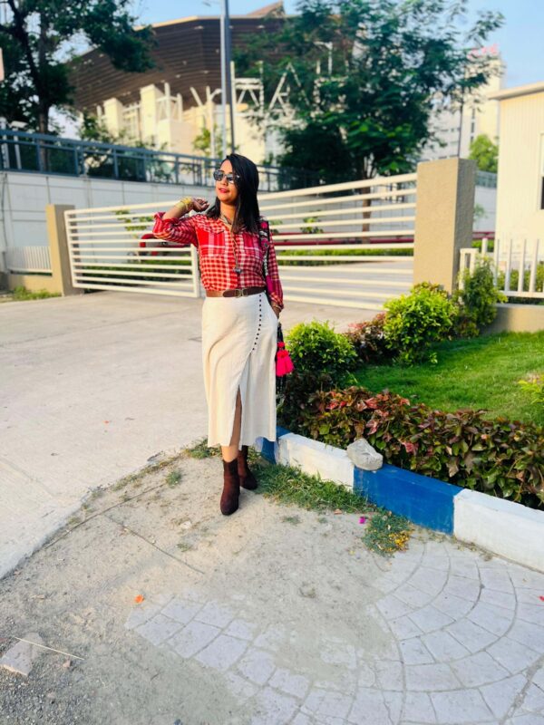 GAMCHA SHIRT WITH KHADI SKIRT - Image 2