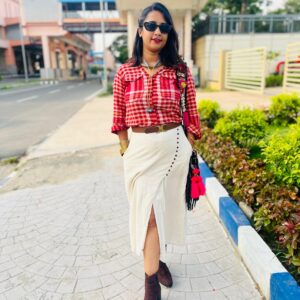 GAMCHA SHIRT WITH KHADI SKIRT