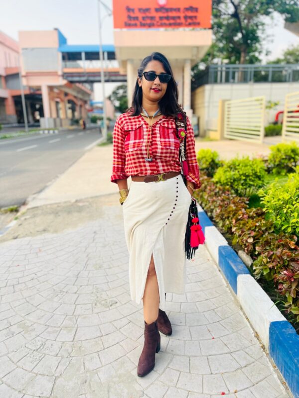 GAMCHA SHIRT WITH KHADI SKIRT