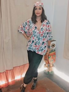 FISH KATHA STITCH SHIRT..BLACK BALLOON PANT