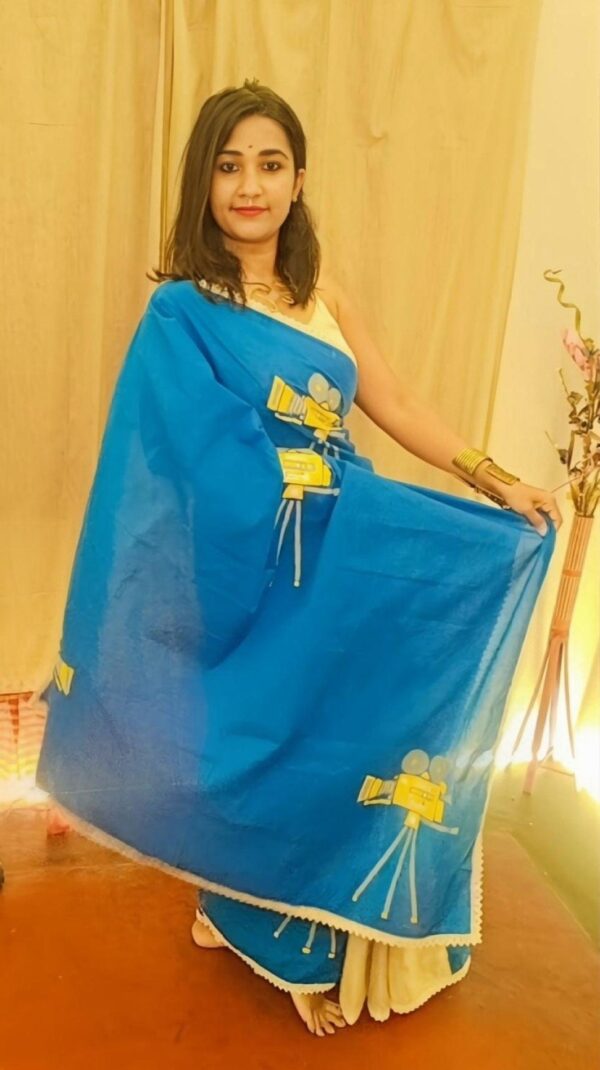 HAND PAINTED CAMERA SAREE