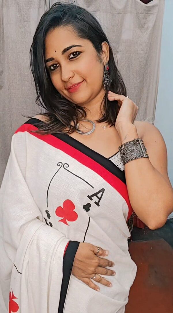 HAND PAINTED TASS SAREE WITH BLOUSE PIECE - Image 2