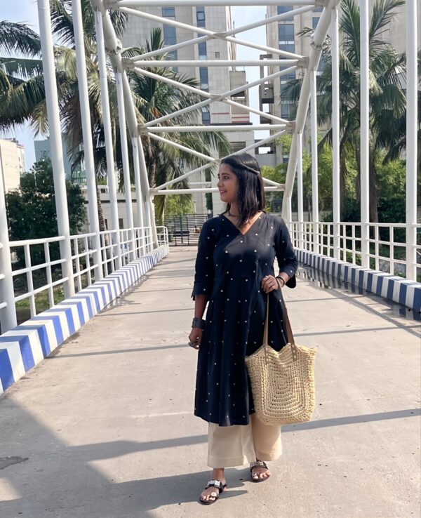 BLACK JAMDANI BUTA CO ORD SET (BAMBOO COTTON) - Image 3