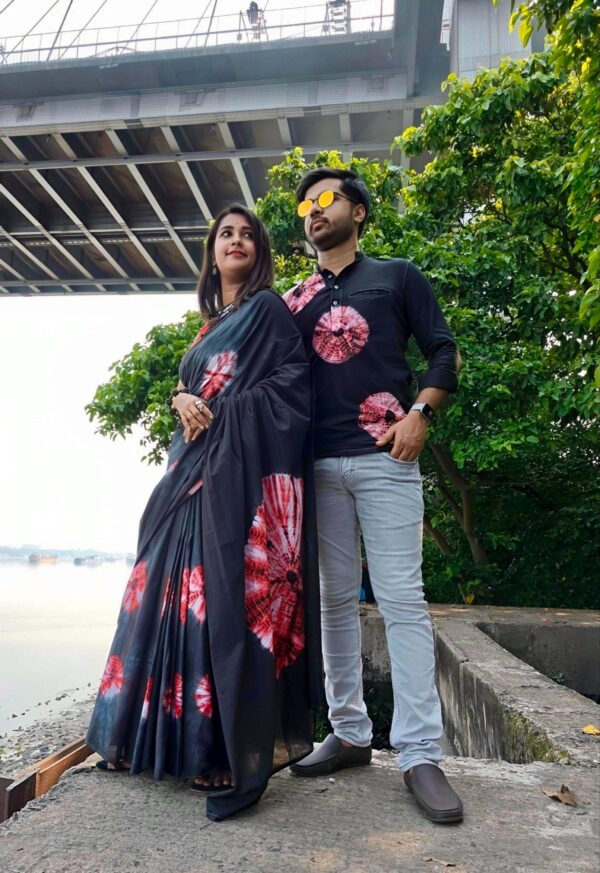 DONUTS TIE AND DYE SAREE WITH BLOUSE - Image 3