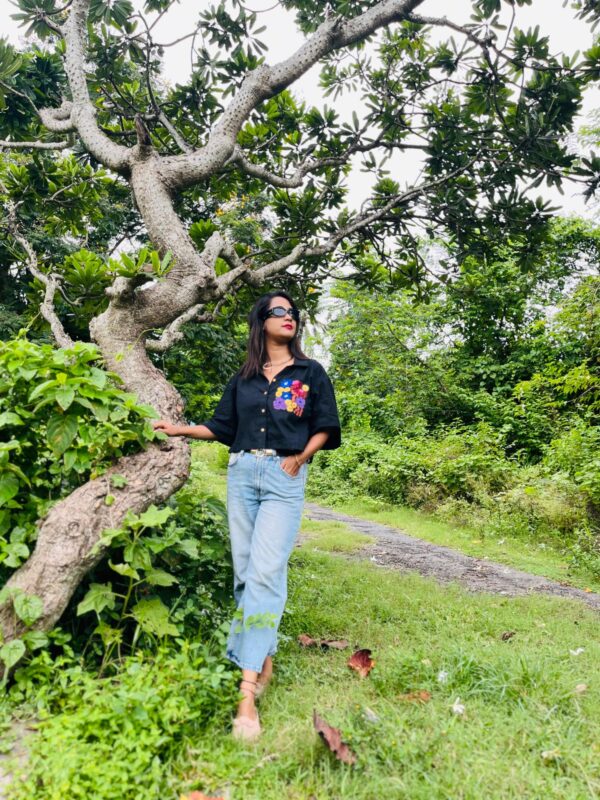 EMBROIDERY CROP SHIRT BAMBOO COTTON - Image 3