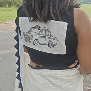 KOLKATA HAND-PAINTED TAXI RIKSHAW SAREE