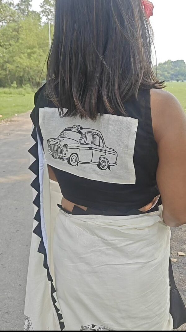 KOLKATA HAND-PAINTED TAXI RIKSHAW SAREE