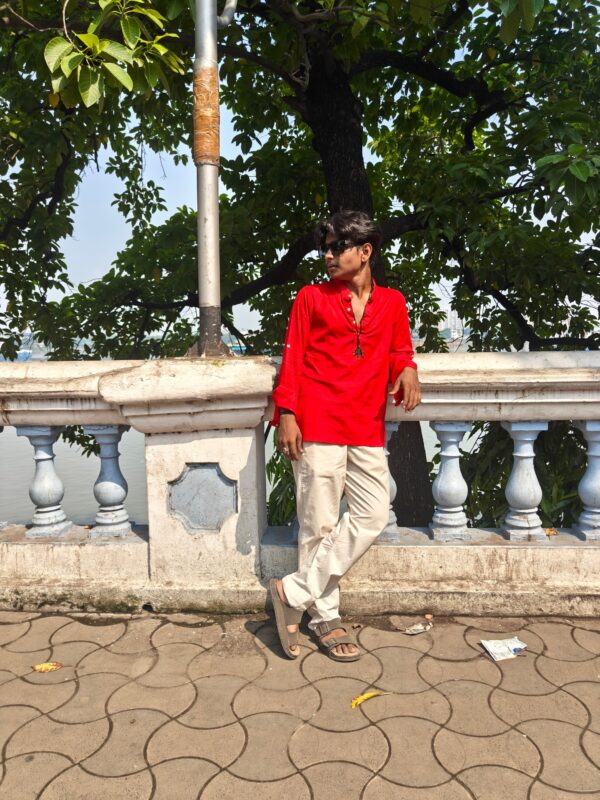 HAND-PAINTED APU DURGA PATCH KURTA - Image 4