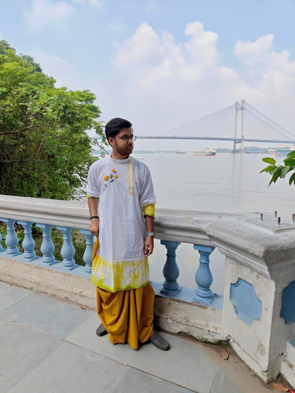 MARIGOLD HAND-EMBRODARY TIE AND DYE PANJABI - Image 3