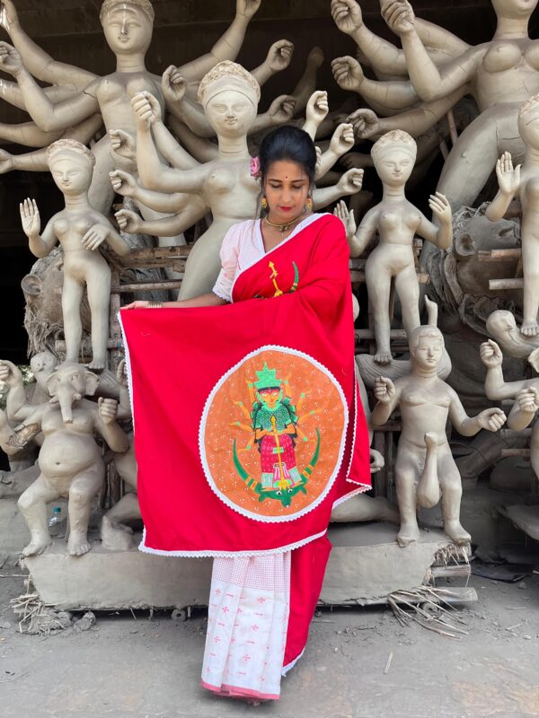 HAND-PAINTED DURGA SAREE WITH BLOUSE