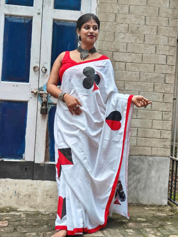 HAND-PAINTED TASS SAREE WITH BLOUSE PIECE - Image 3