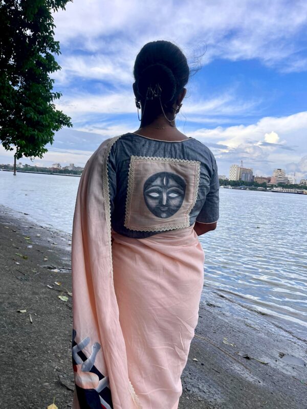 HAND-PAINTED DURGA SAREE WITH BLOUSE - Image 2