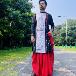 KOLKATA HAND PAINTED PATCH WORK IKKAT PANJABI