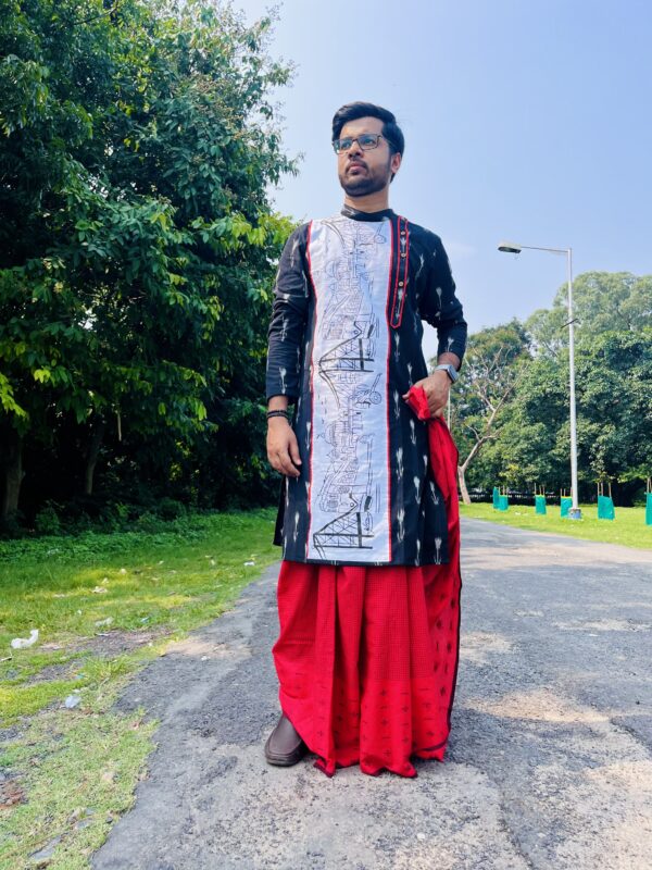 KOLKATA HAND PAINTED PATCH WORK IKKAT PANJABI