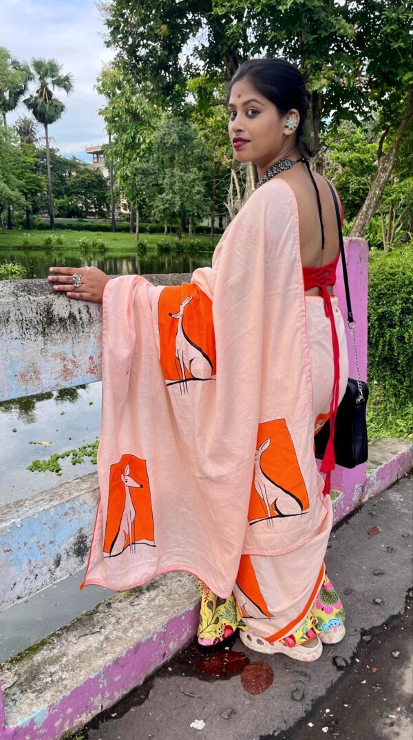 HAND-PAINTED HARIN (DEER) SAREE - Image 2