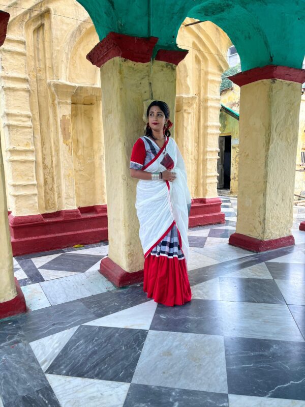 HAND-PAINTED DURGA SAREE WITH BLOUSE - Image 2