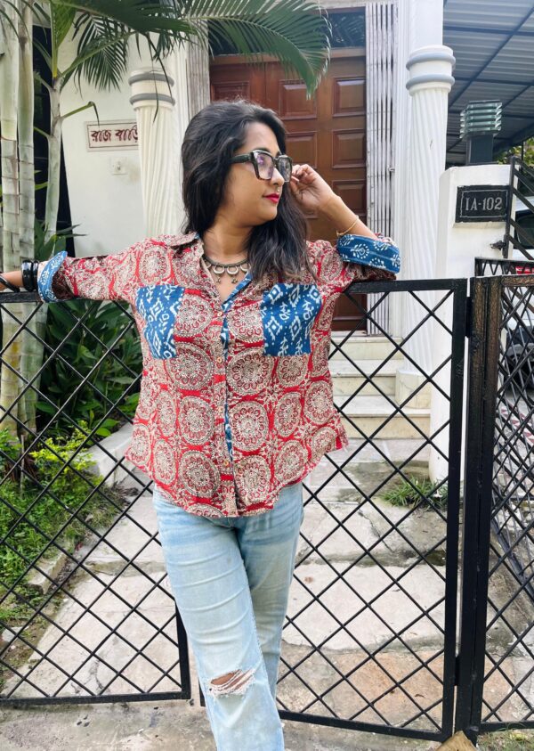 AJRAKH INDIGO LOOSE FIT UNISEX SHIRT - Image 2