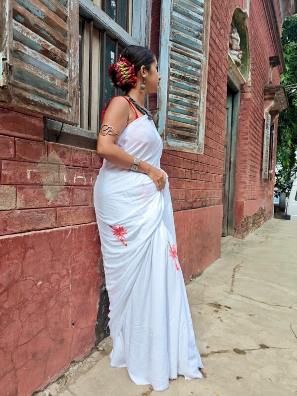 HAND-EMBRODAY JHUMKO JOBA SAREE - Image 4
