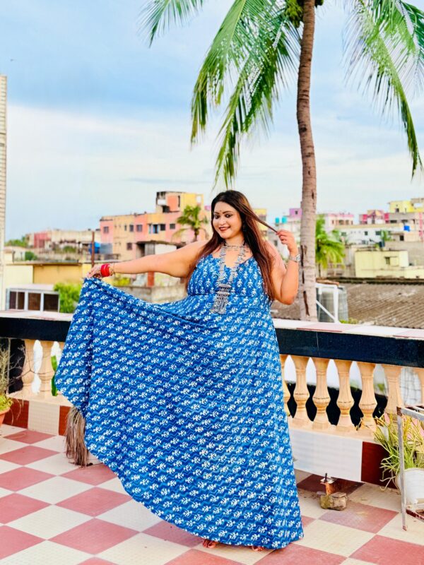 PRETTY LADY INDIGO ZIGZAG PLUS SIZE DRESS - Image 7