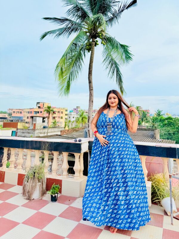PRETTY LADY INDIGO ZIGZAG PLUS SIZE DRESS