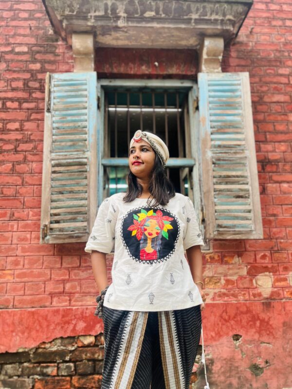 HAND-PAINTED JAMDANI TOP WITH DHUTI PANT