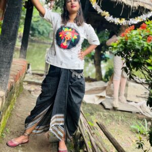 HAND-PAINTED JAMDANI TOP WITH DHUTI PANT