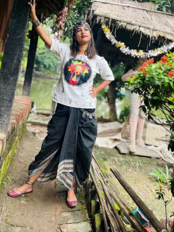 HAND-PAINTED JAMDANI TOP WITH DHUTI PANT