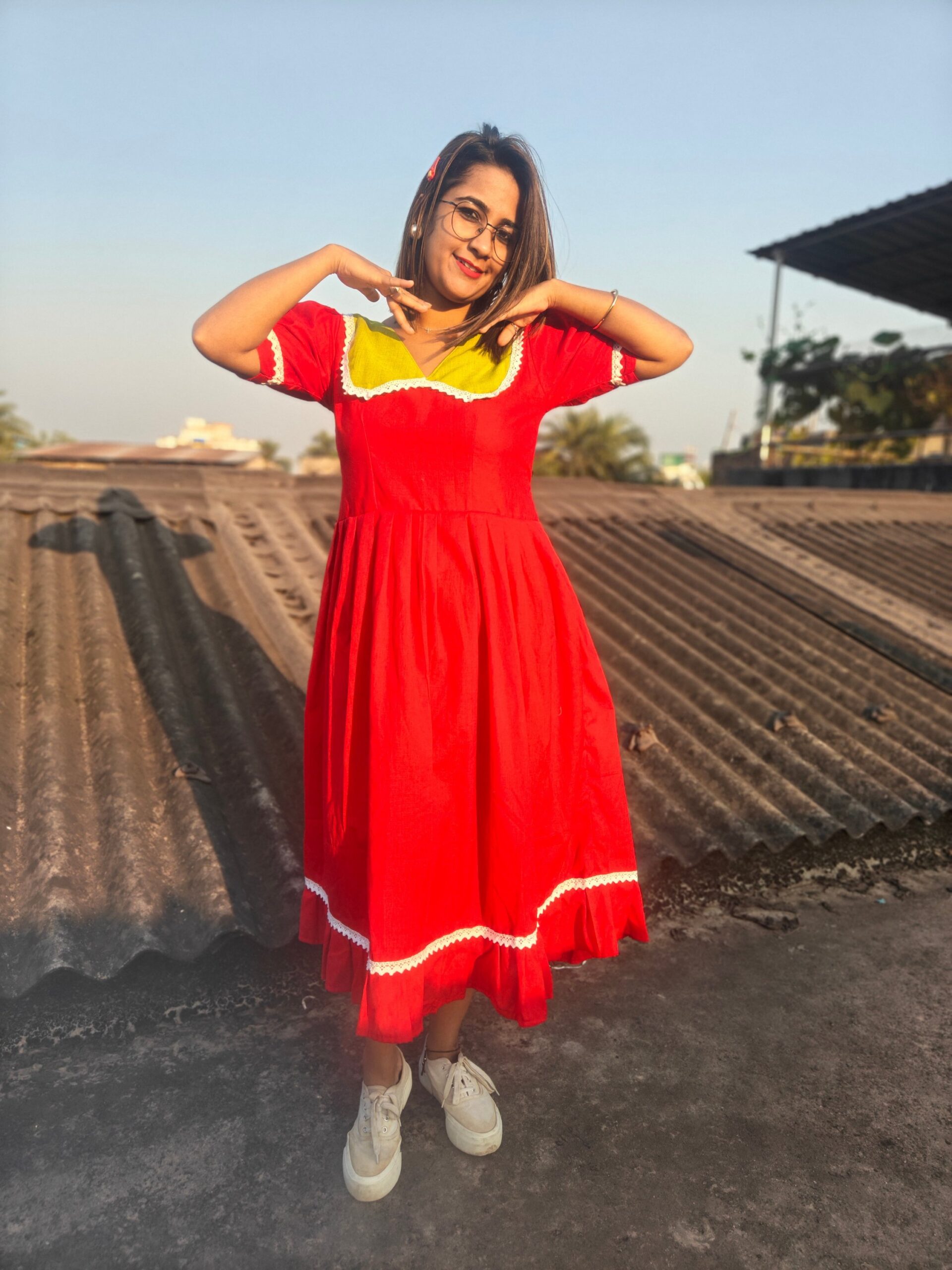 WATERMELON HAND-EMBRODARY DRESS